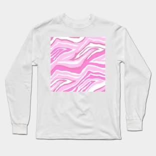 Animal Print Zebra Pink and White Pattern Long Sleeve T-Shirt